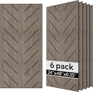 Olanglab Wood Veneer Acoustic Wall Panels 6 Pack, 23.6"47.2" Sound Absorbing Wall Panels for Interior Wall Decor, Chevron