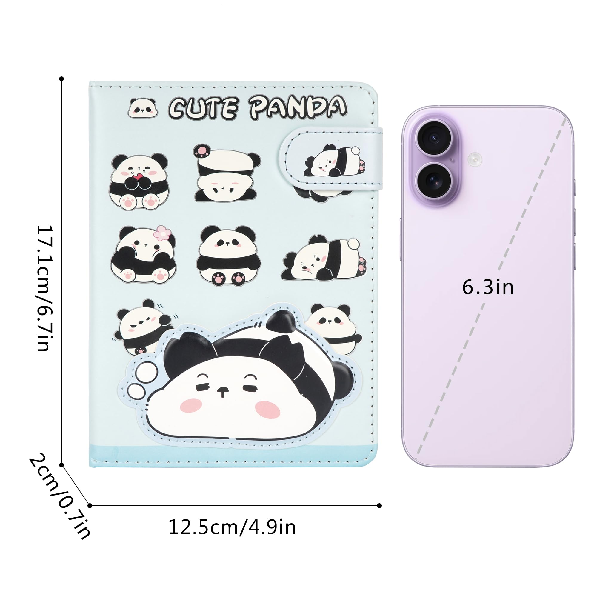 Zeph Hosea Uroczy kreskówkowy notatnik kawaii, pamiętnik, japoński szkicownik, skórzana okładka, pamiętnik, notatnik podróżny, 32K, 226 stron, 1 zakładka, bez podszewki