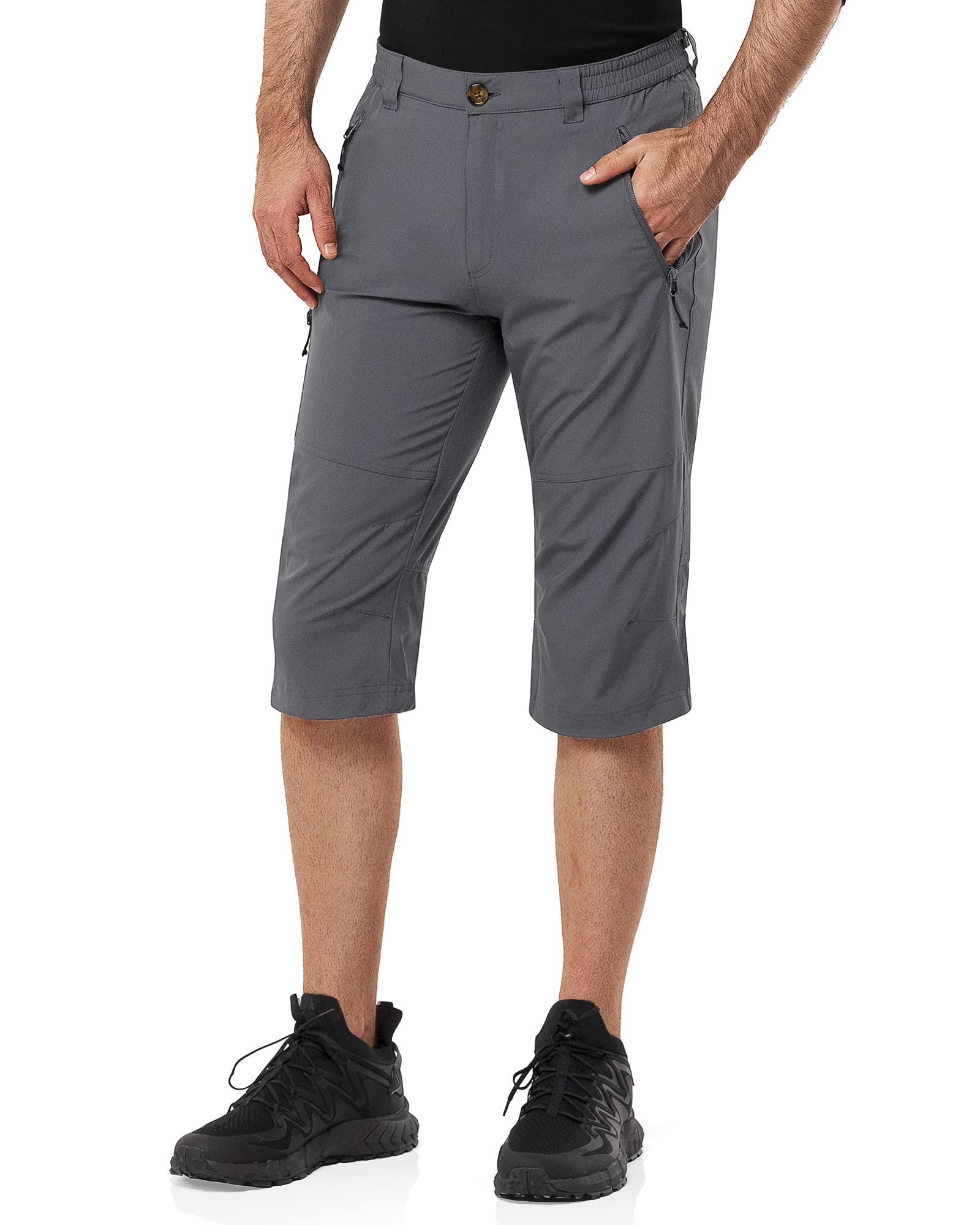 33,000ft Homme Shorts de Randonnée 3/4 Capri Pantalon Cargo Décontracté Pantacourt avec Poches Zippées