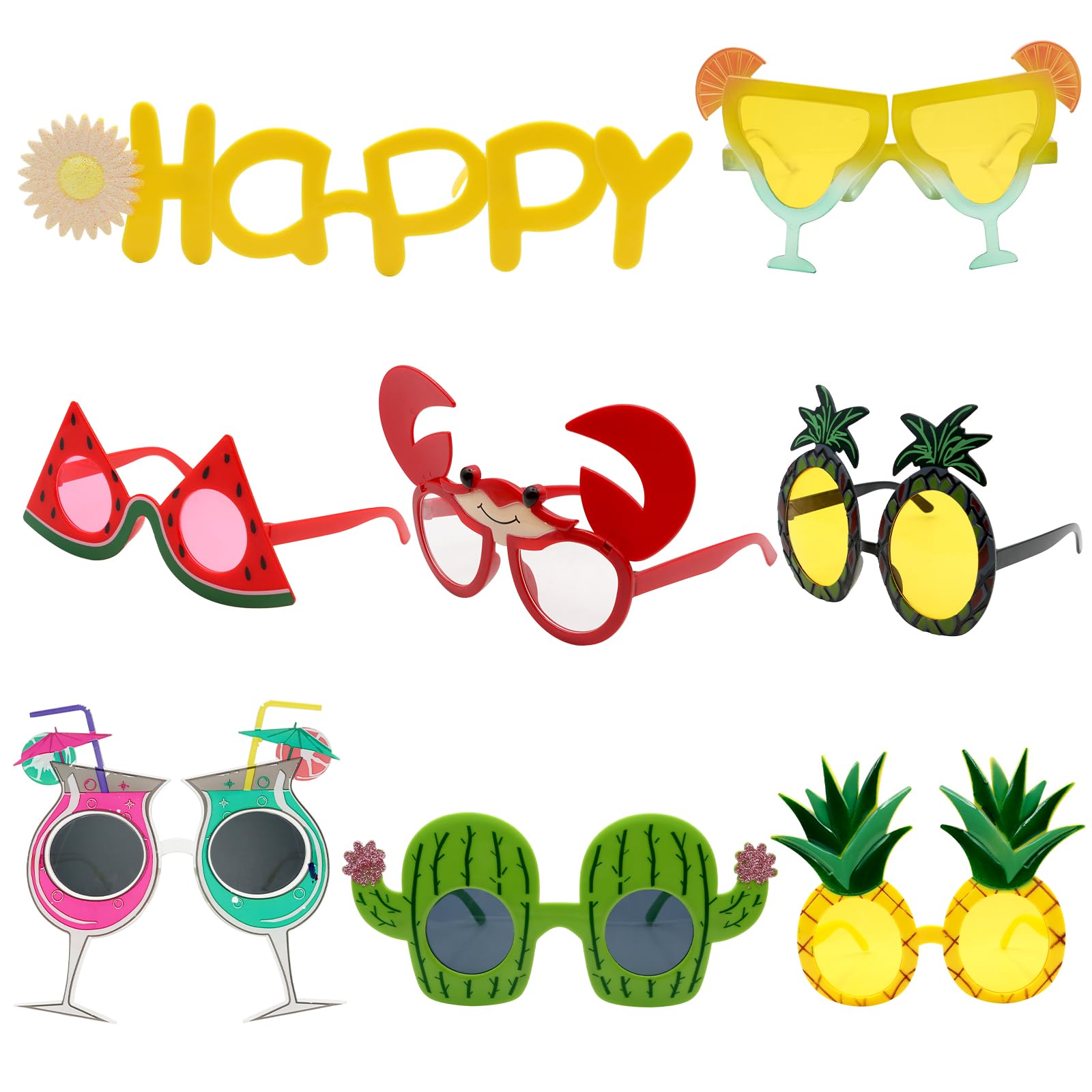 Scettar 8 Gafas de Sol de Fiesta para Uso Casual, Gafas de Sol Divertidas Gafas de Hawaii Accesorios de Fiesta, Novedad Luau Gafas de Fiesta para Aloha Verano Piscina Tiki Fiesta Disfraces Decoración