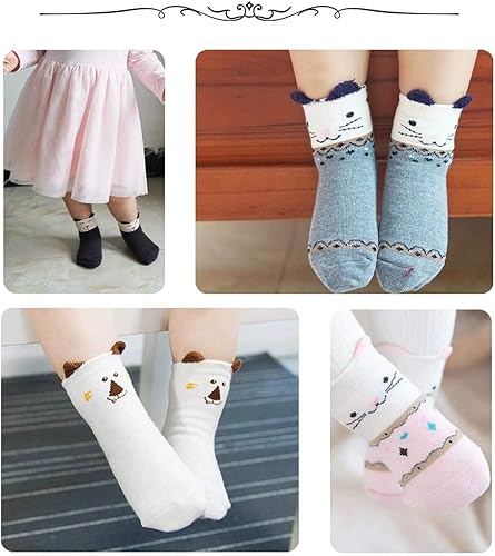 Miniatura 5 de Gwenvenni Calcetines tobilleros de algodón con diseño de gato para niñas pequeñas
