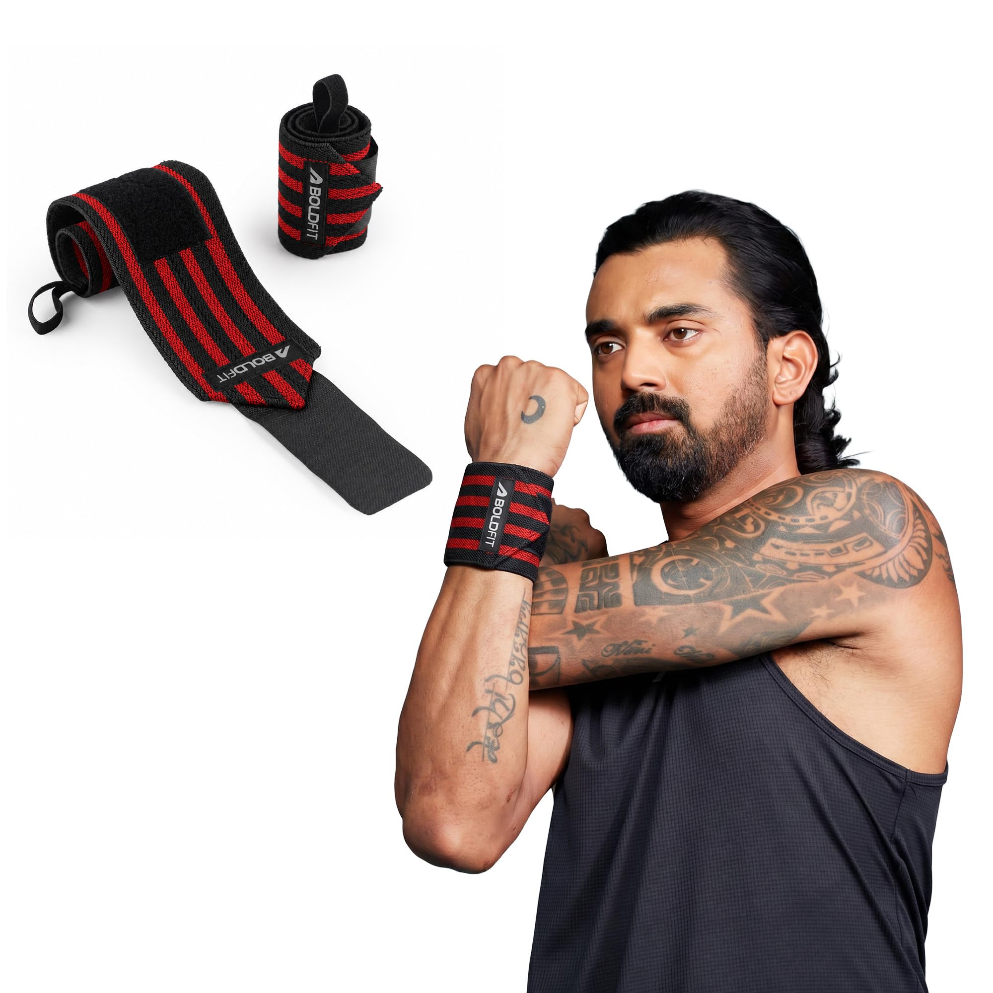 Boldfit Wrist Band for Gym Workout Wrist Support for Gym Straps for Men Hand Band Strap for Man Accessories for Men Workout Wrists Supporter wrap for man Workouts Accessories for Women Hand Wraps