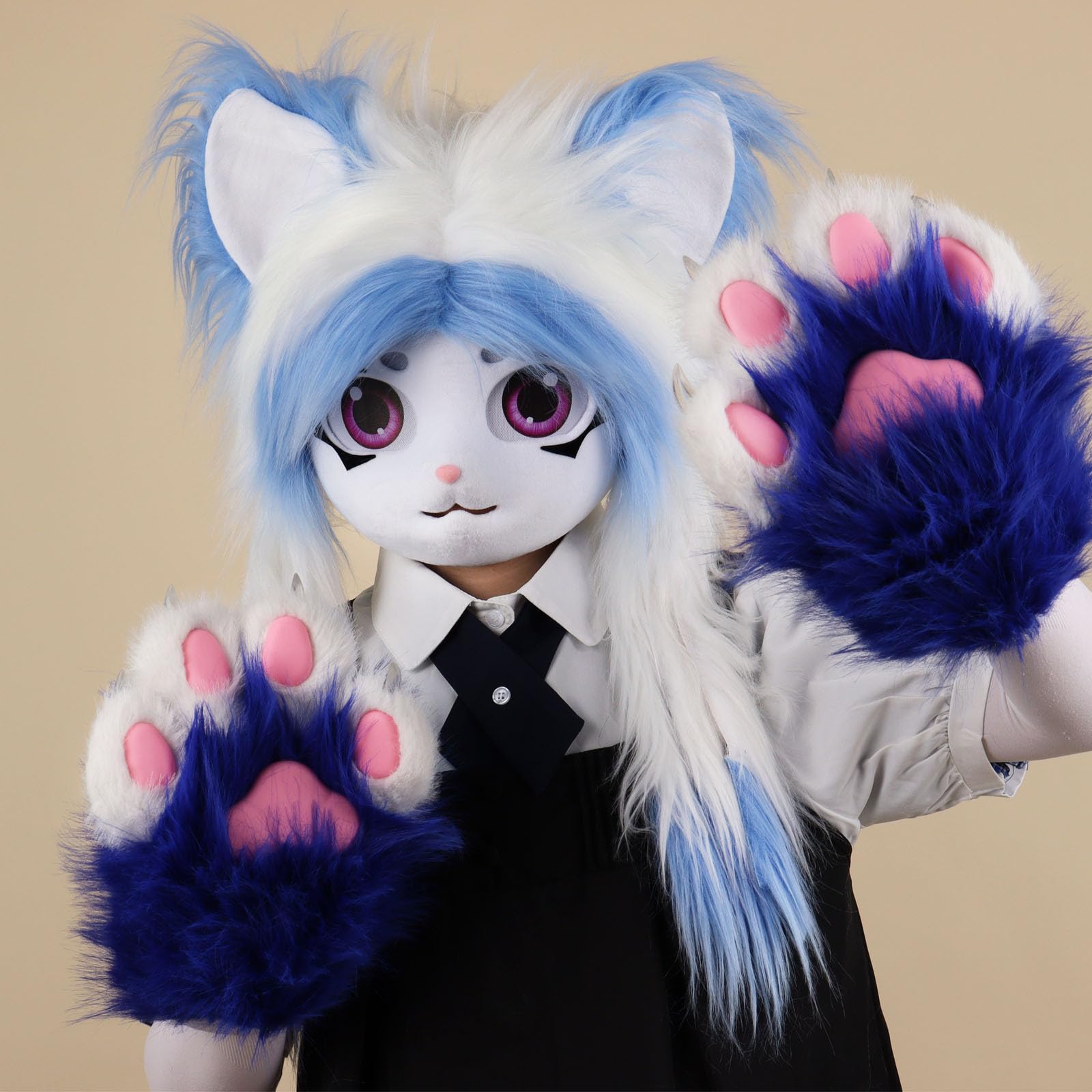 Peluche maschera pelosa Festival Attrezzatura per cosplay Comodo copricapo per animali Perfetto per giochi ruolo eventi in costume Accessorio anime Halloween
