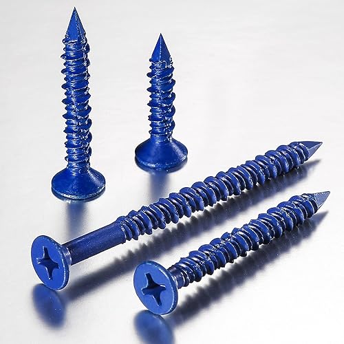 Miniatura 3 de (100 piezas) 14 "x2-14 anclaje de tornillo de hormigón azul cabeza plana para anclar a mampostería, bloque o estuco de ladrillo