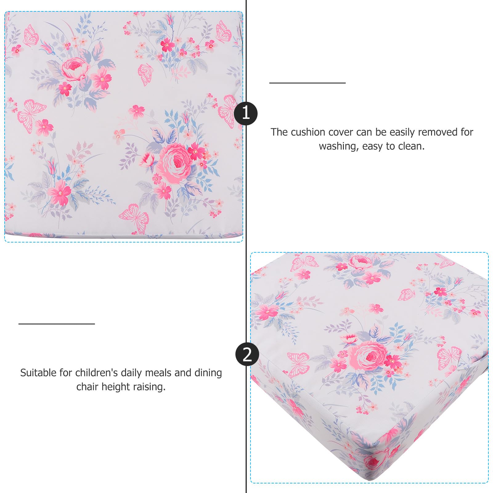 Cojín Elevador para Silla de Comedor Infantil Aumento de Altura y Funda de Poliéster Lavable Restaurantes y Dibujo