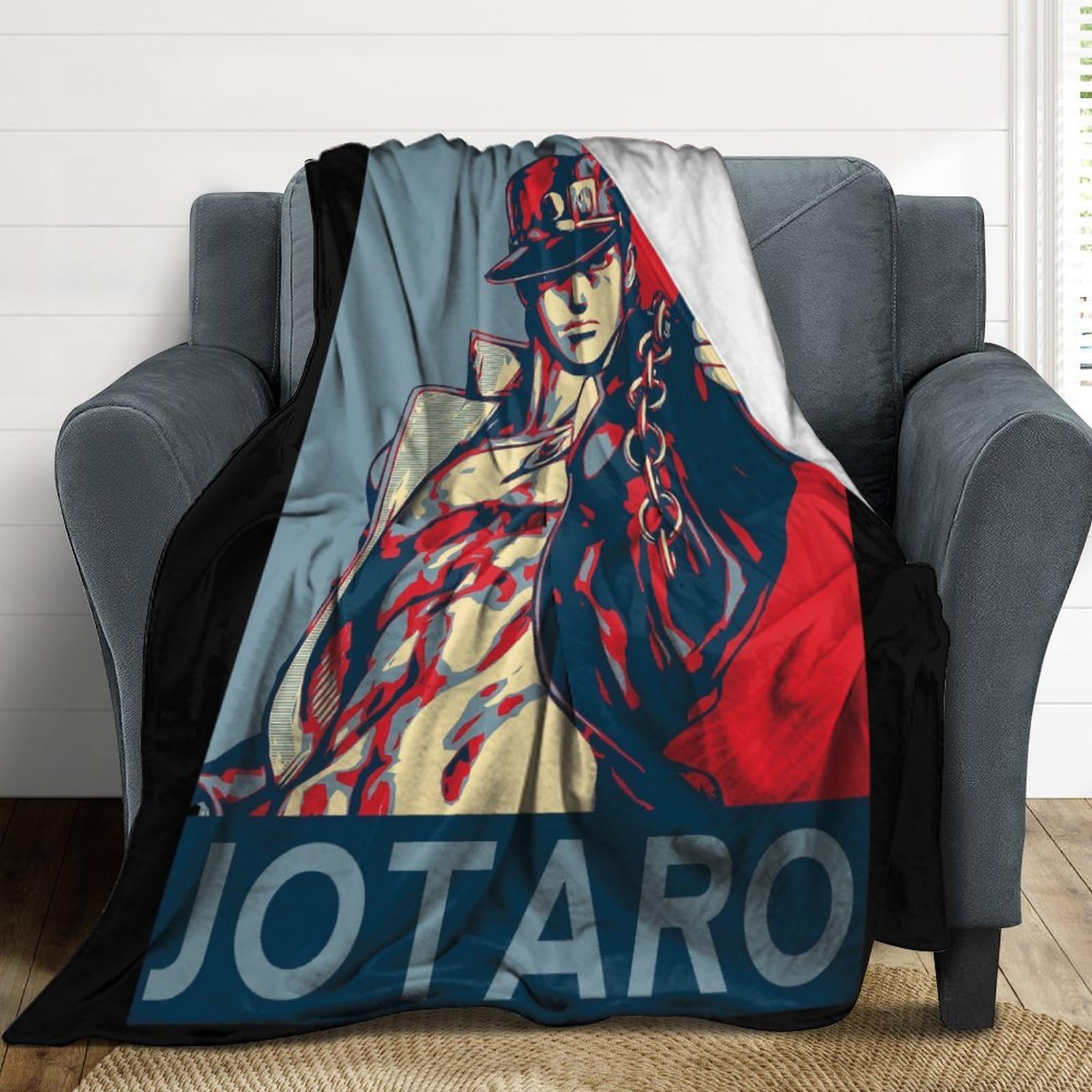 承太郎 爆発柄 大判ブランケット Amazon｜ブランケット ジョジョの奇妙な冒険 空条承太郎 毛布 膝掛け
