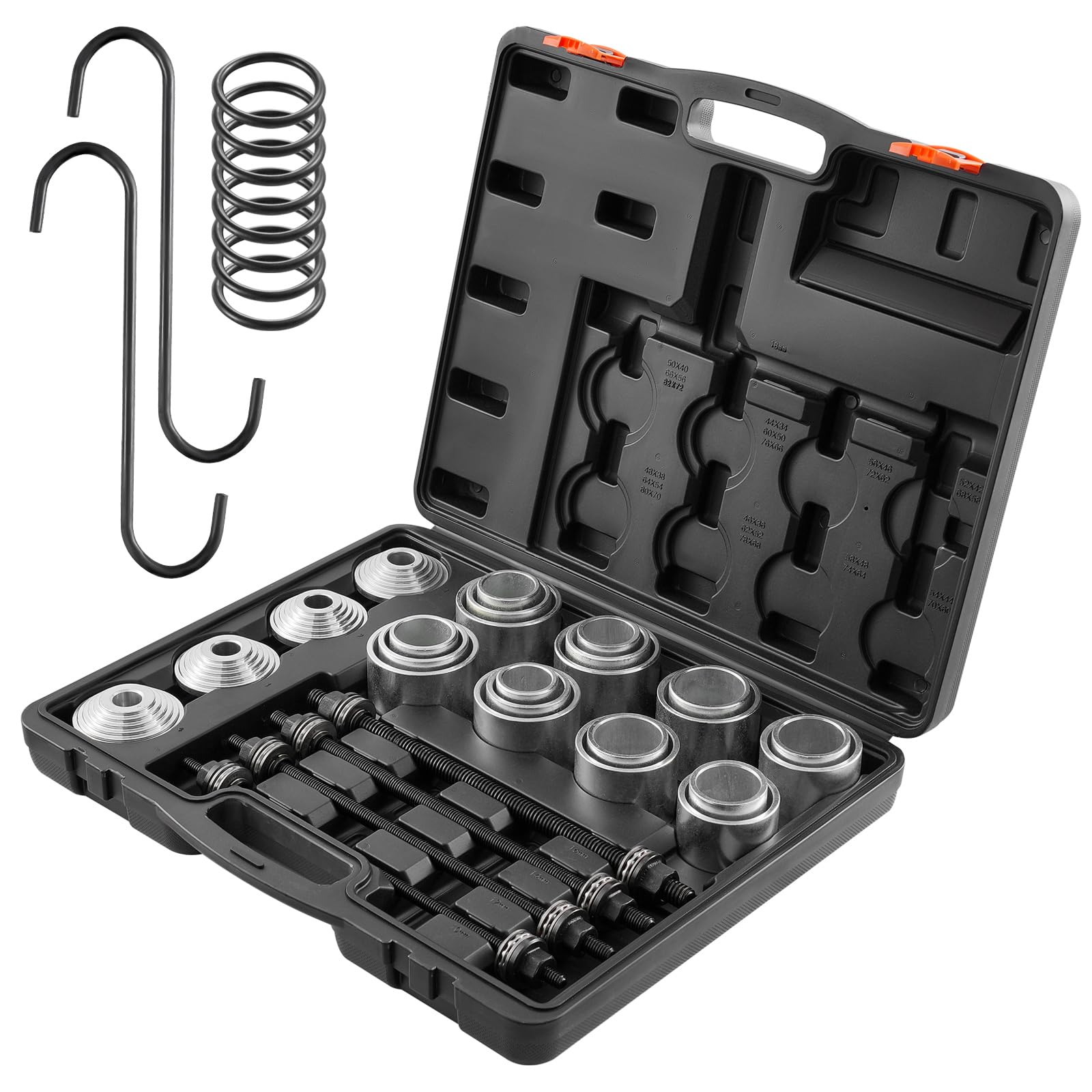 VEVOR Kit Manicotto di Trazione e Pressione da 28 Pezzi, Set di Rimozione e Installazione Cuscinetti a Boccola in Acciaio, con Custodia per Il Trasporto, Compatibilità Multi-Veicolo per Motori