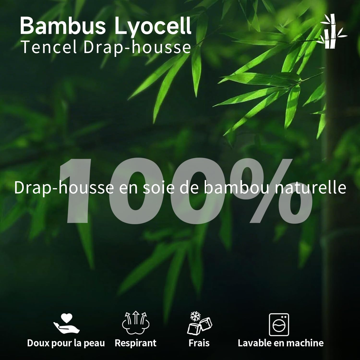 Gezu - Sábana bajera de bambú (180 x 200 cm, 30 cm, sábana de cama Lyocell de seda lisa, transpirable, para colchón grueso, tejido antiácaro, hipoalergénico de alta calidad y duradero, lavable a