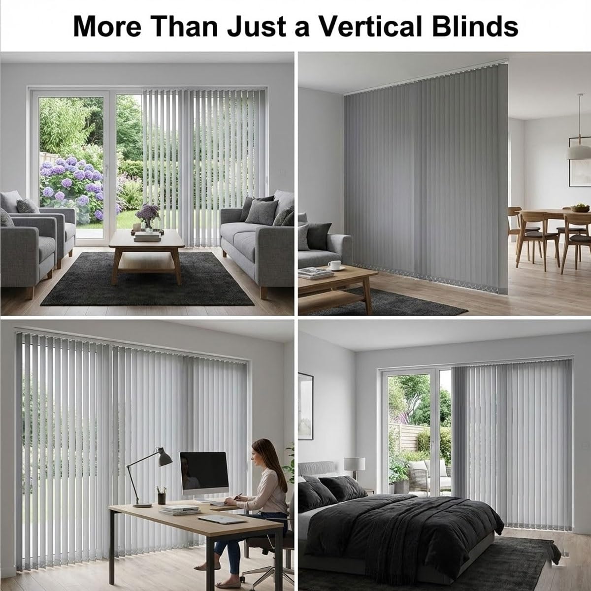 Lamellenvorhang Vertikaljalousien für Den Innen– 60–320cm Breite X 100–300cm Höhe, Lichtdurchlässig Jalousien, Verdunkelungsvorhänge Nach Maß, für Zuhause Büro, Grau(W130x160cm)