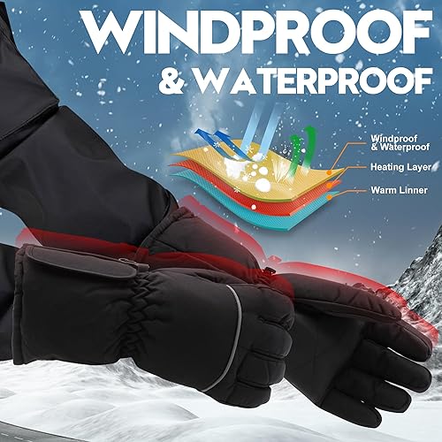 Miniatura 3 de SVPRO Guantes térmicos para hombres y mujeres, guantes de invierno de caza con calefacción, guantes de esquí eléctricos y guantes de snowboard,