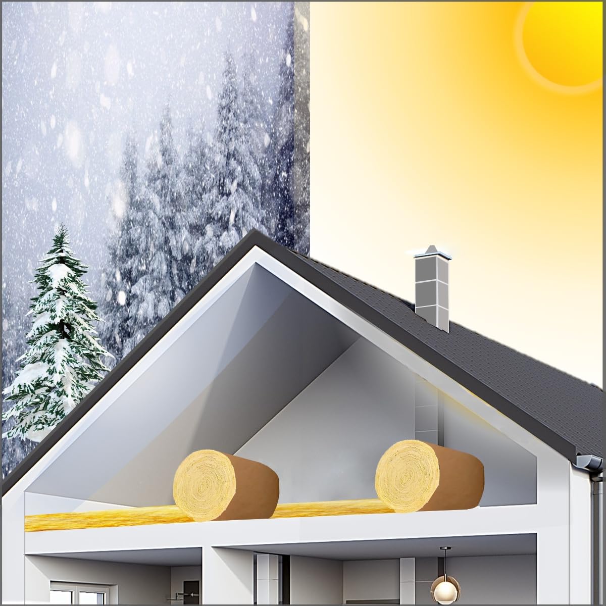 FUTURAZeta® - Isolamento Caldo e Freddo Lana Isolante Inverno - Estate Spessore 6 cm Rotolo 15 mq Isolamento Termico Coibentazione Soffitto