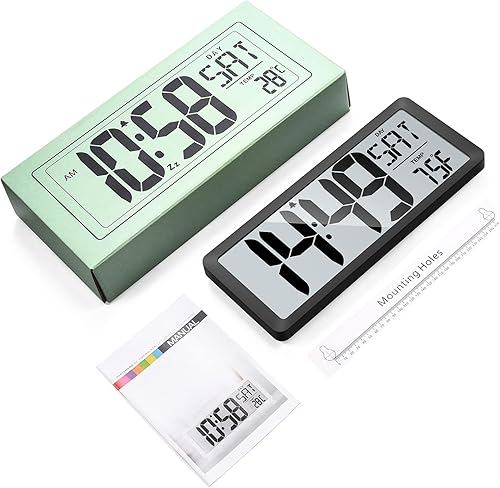 Miniatura 7 de Reloj de pared digital grande funciona con pilas reloj despertador con fecha semanatemporizador Adecuado para sala de estar dormitorio decoración de