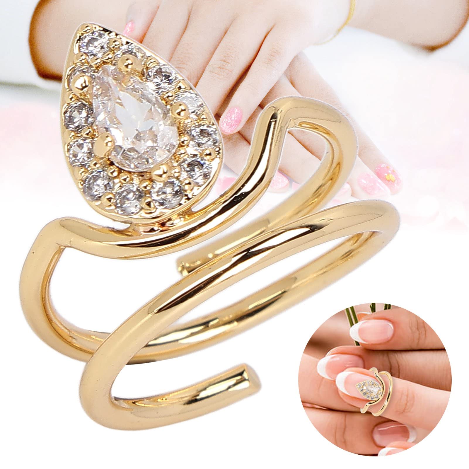 Pierścionki do Paznokci z Kryształem Nail Art Pierścionki do Paznokci Palec do Otwierania Paznokci Ozdoba do Paznokci Pierścionki do Paznokci Biżuteria Pierścionki do Paznokci z(3054g)