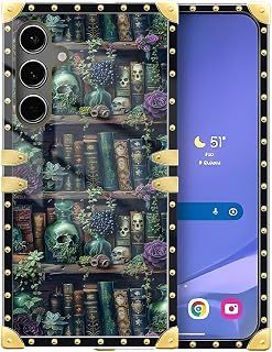 DAIZAG Compatible with Samsung Galaxy S24 Plus/S25 Plus Case,Cranium Flower Checkerboard Golden Decoration Soft TPU Protective Cover Shell Case Anti-Scratch for Samsung Galaxy S24 Plus/S25 Plus