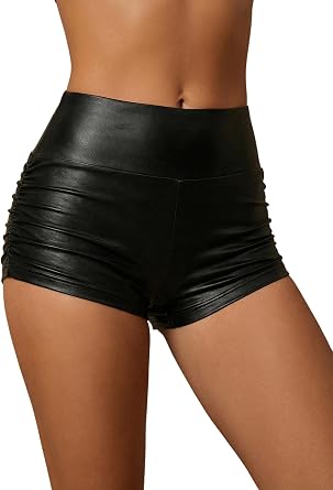 Milumia Womens Faux Leather Mini Shorts Sexy Party Skinny Rave Shorts Leggings