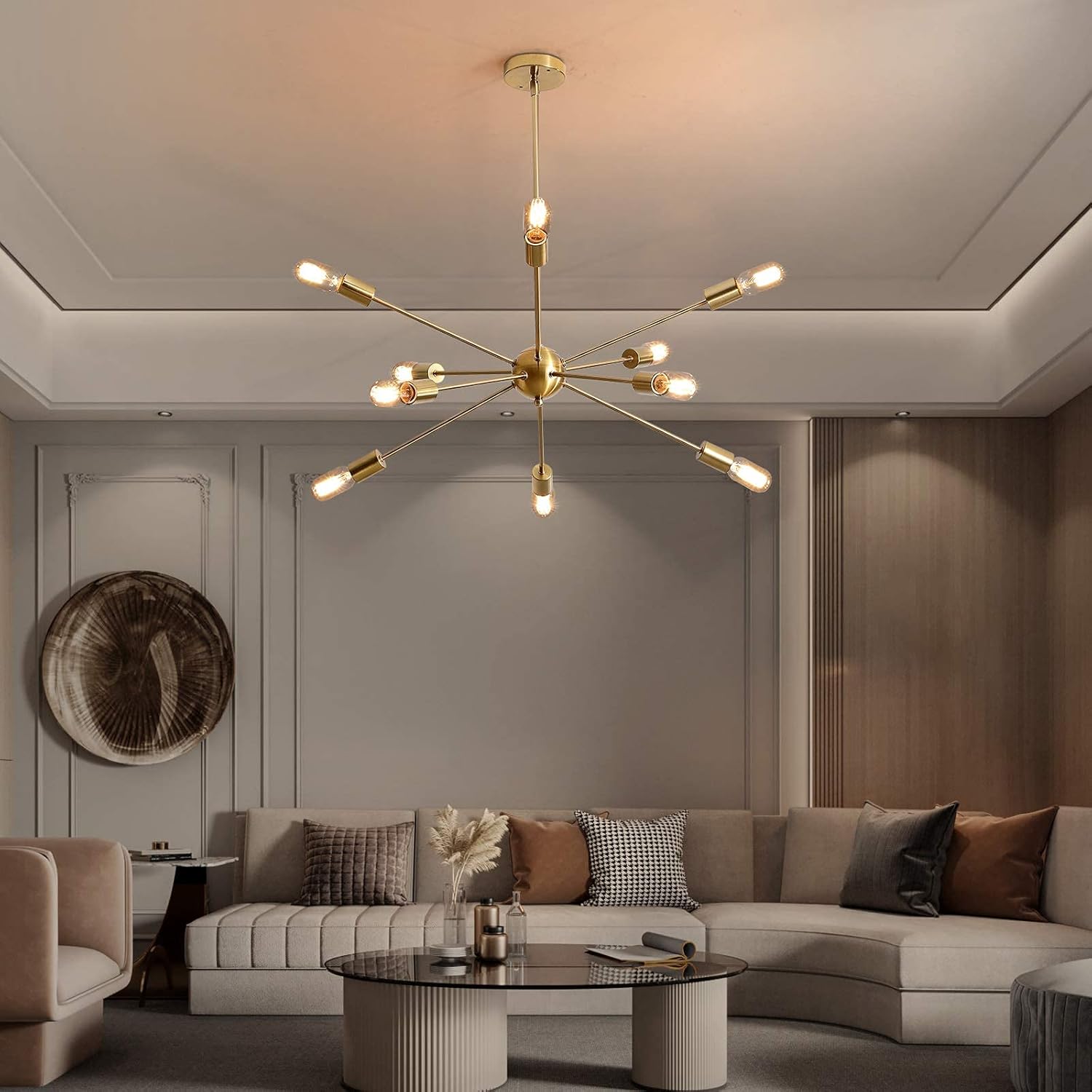 AIGU Pendant Light 10-Lights Industrial Sputnik Chandeliers,Modern Mid Century Decor Hanging Ceiling Lights for Kitchen Dining Room Living Room Bedroom Visiting Room Study. - - 