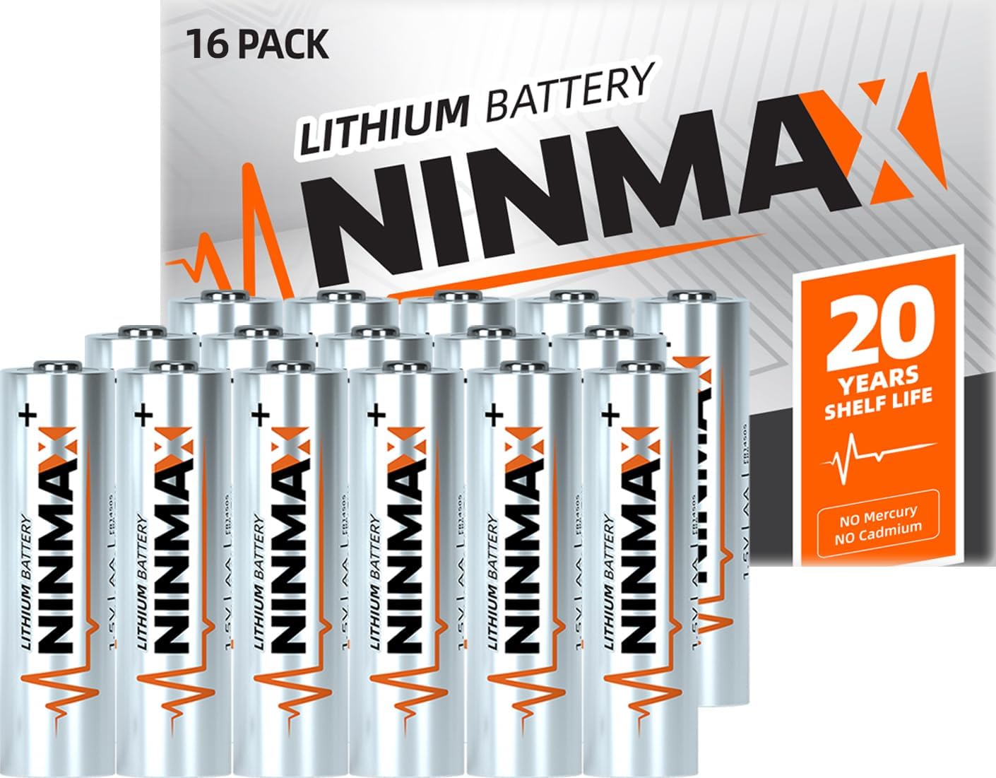 NINMAX® Lithium AA Batteries 24 Pack, 3500mAh 1.5V Longest Lasting Bulk Pack Double A Battery for High-Drain Devices【Non-Rechargeable】