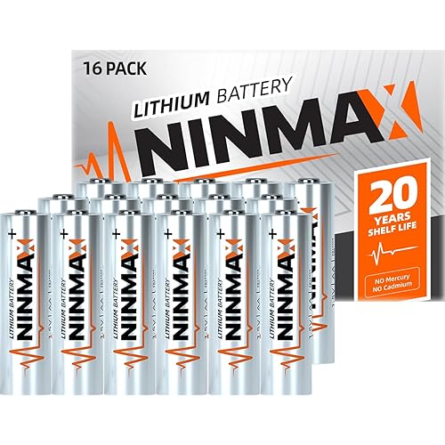 NINMAX® Lithium AA Batteries 16 Pack, 3500mAh 1.5V Longest Lasting Double A Battery for High-Drain Devices【Non-Rechargeable】