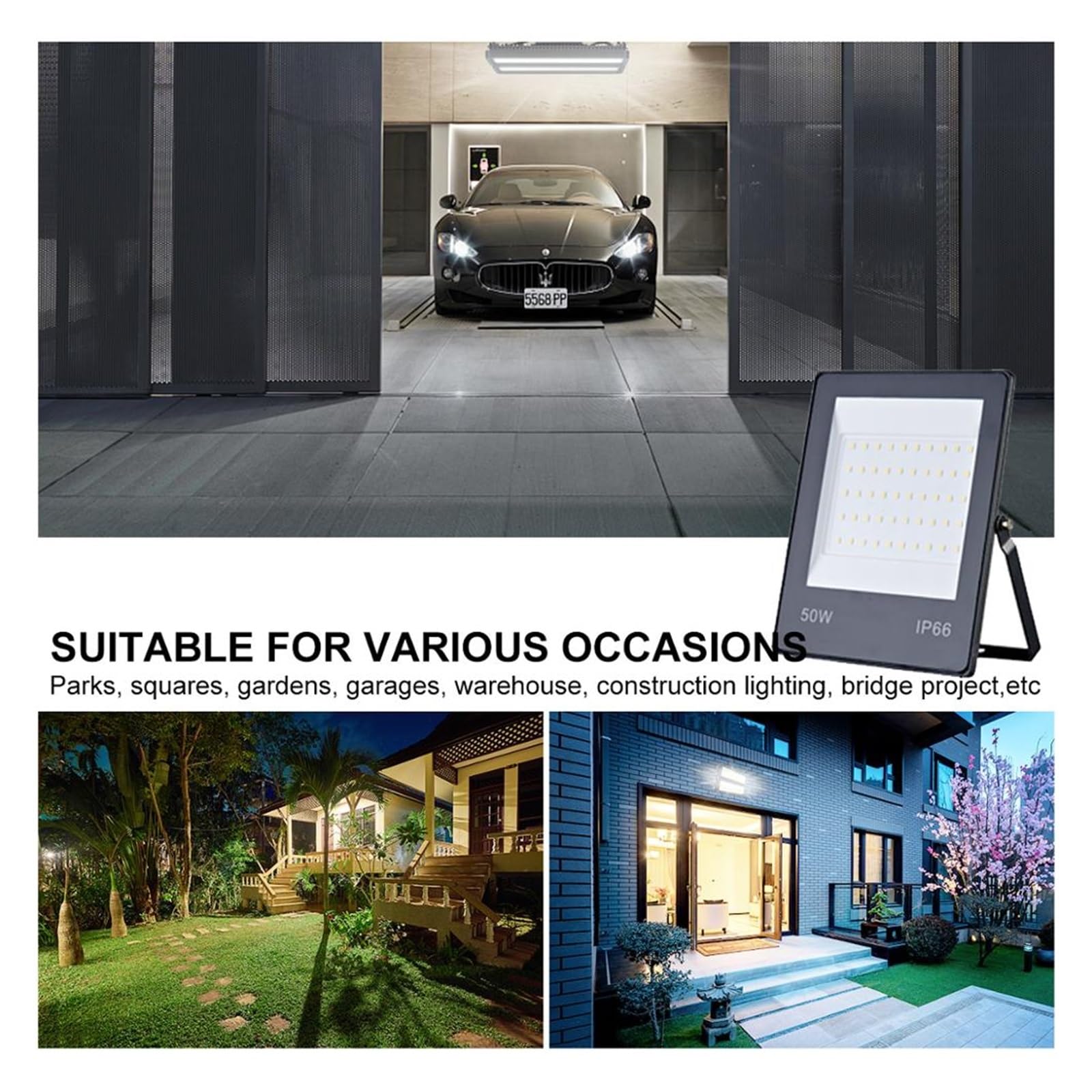 Proiettore A LED Mini Faretto 10W 20W 30W 50W 100W 150W Illuminazione For Esterni Riflettore A Parete IP66 Lampada Da Giardino Impermeabile Faretti da Esterno(Cold White,150W-W)