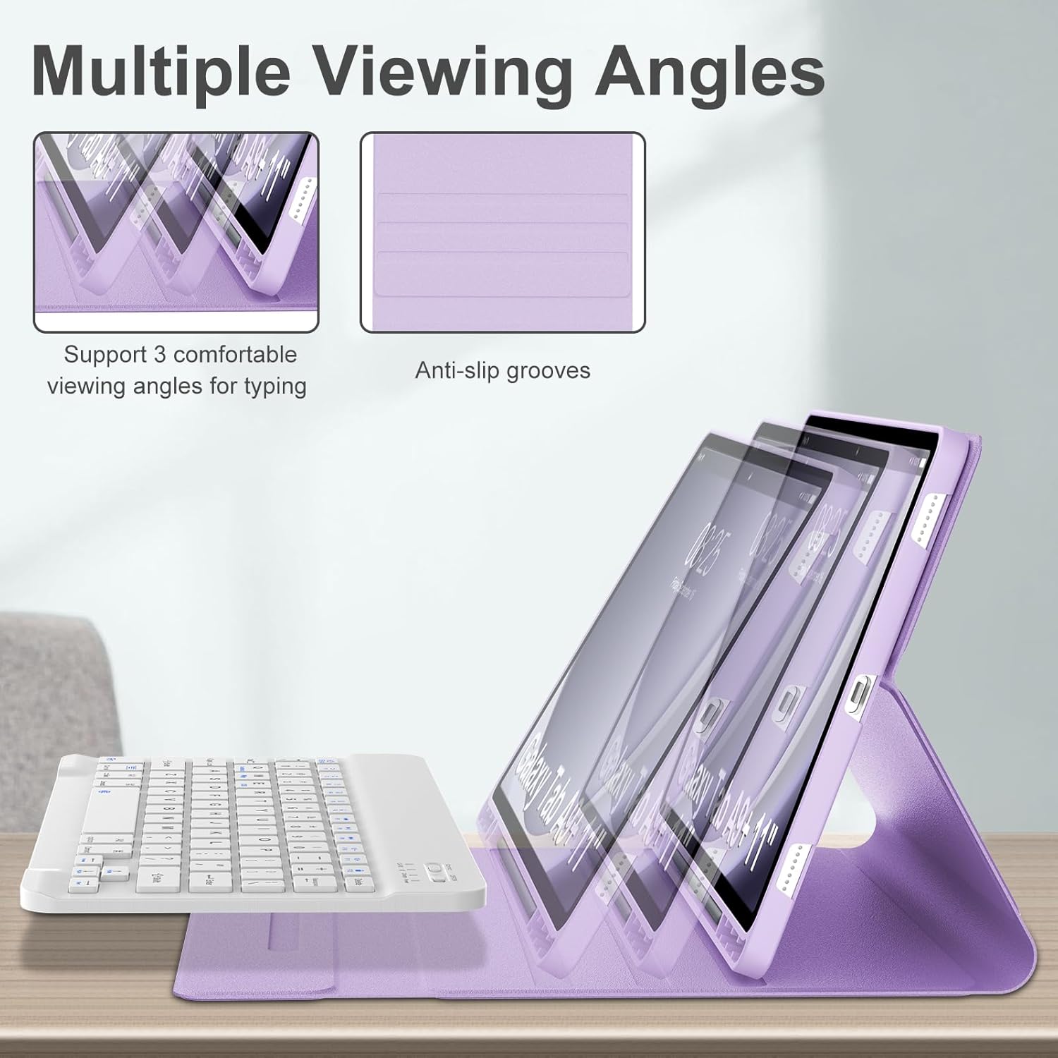 WINCHKING Keyboard Case for Samsung Galaxy Tab A9 Plus 11"(SM-X210/X216/X218),Detachable Wireless Bluetooth Keyboard Multi-Angle Viewing Tablet Cover with Pen Slot for A9+ 5G (Purple)