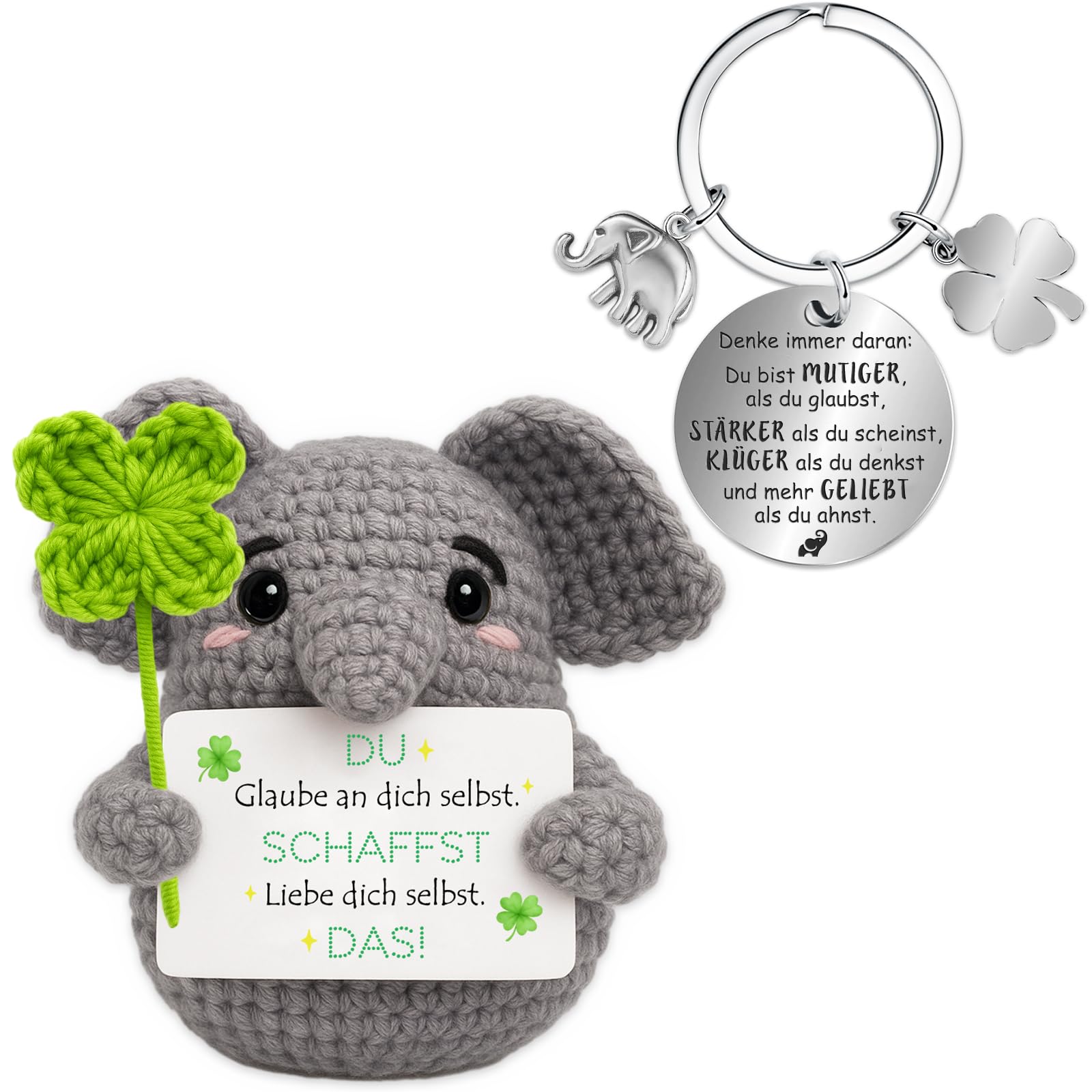 Farbeele Positive Figur und Glücksbringer-Schlüsselanhänger, Pocket Hug, MutmacherGeschenk, Gute Besserung Geschenk, Glücksbringer Prüfung Geschenk, Geburtstagsgeschenk