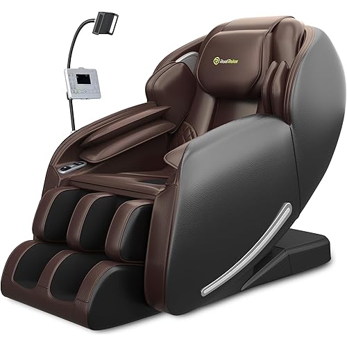Real Relax 2025 Massage Chair Full Body,Zero Gravity 3D SL-Track Shiatsu Massage Recliner Chair with Heat Body Scan Bluetooth Foot Roller APP Control, Child Lock, Favor-06,Brown