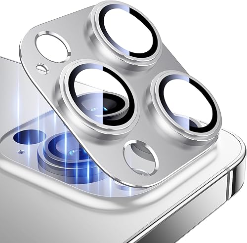Esanik Paquete de 2 protectores de lente de cámara para iPhone 14 ProiPhone 14 Pro Max, carcasa de aleación de aluminio mate de vidrio templado,