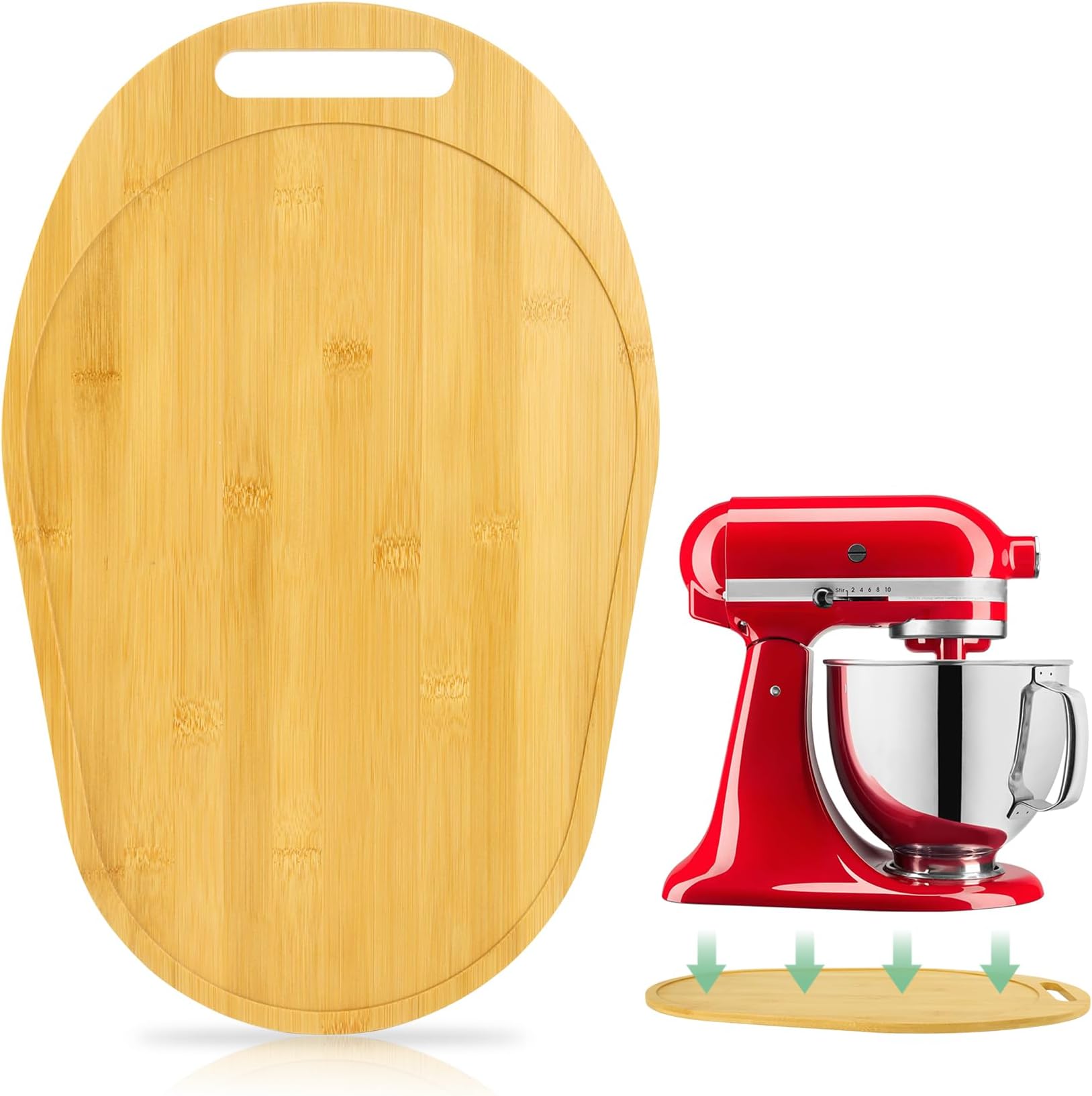 Mixer Slider Compatible with Kitchen aid Bowl Lift 5-8 Qt Stand Mixer - Kitchen Countertop Storage Mover Sliding Caddy for Kitchen Aid 5-8 Qt Mixer (5.5-8 Qt with handle-Natural)