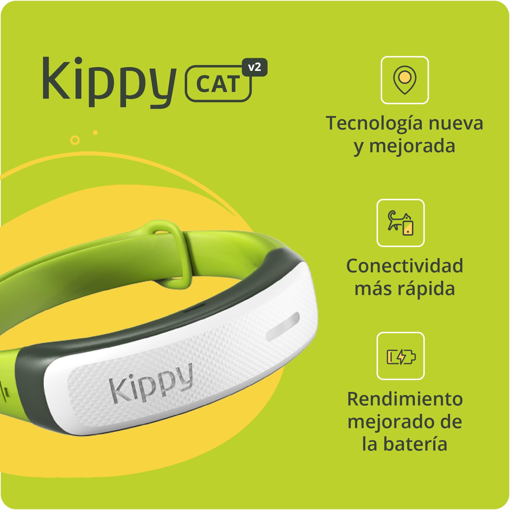 Kippy Cat V2 - Collar GPS para Gatos - Localizador y Rastreador de Salud y Actividad con Sistema Antiestrangulamiento - CREA Límites Virtuales