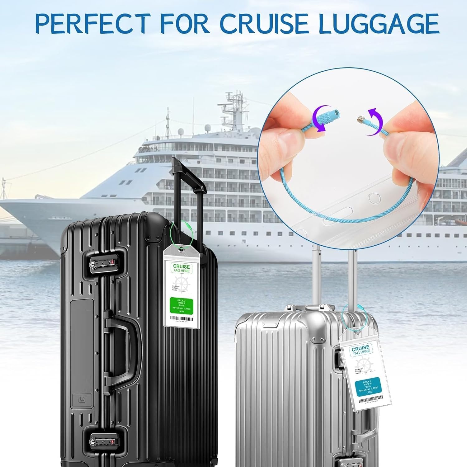 8 Pack Cruise Lanyards Set for Ship Cards, with Retractable Badge Reel Waterproof Luggage Tag Holders Id Card Holders, Sea-Themes Pattern for All Cruises Ticket Key Cards Luggage Tag - Image 6