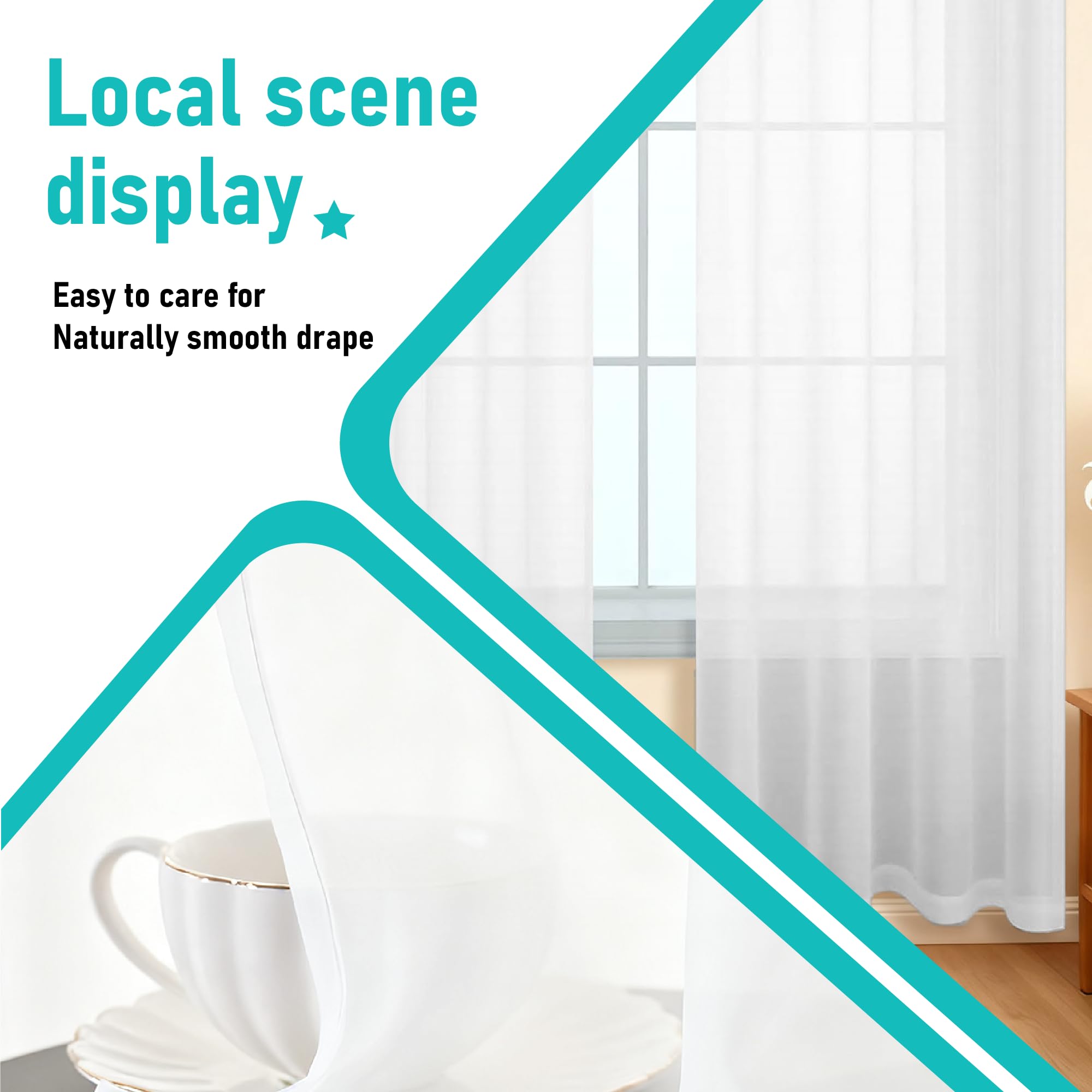 JIAFANG Voile Vorhänge mit Ösen 300 x 300 cm Privatsphäre Ösenschal Fensterschal Lichtdurchlässig Größe Und Farbe Wählbar für Büros Wohnzimmer Schlafzimmer, Weiß