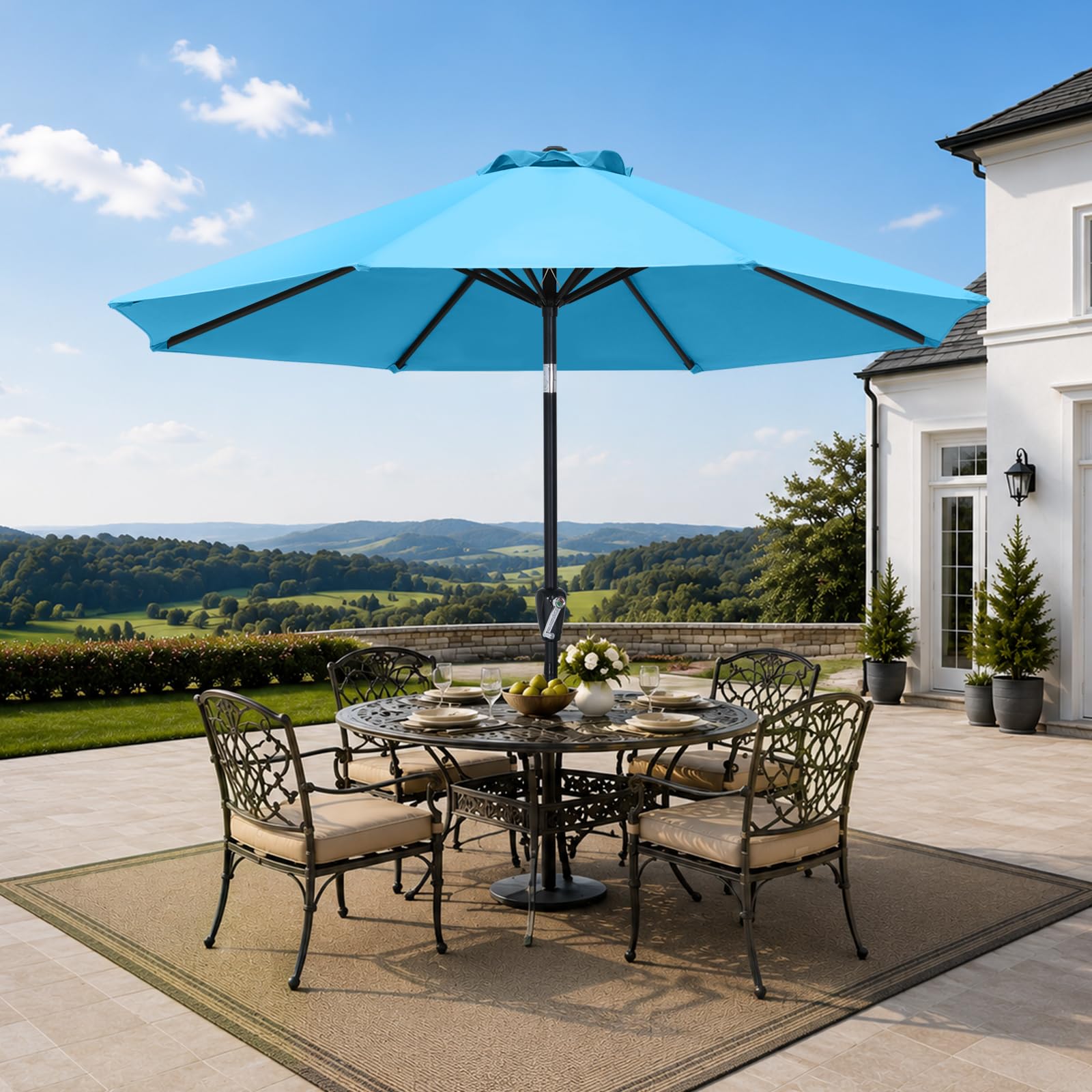 MASTERCANOPY 10ft Patio Umbrella with Tilt & Crank, Turquoise