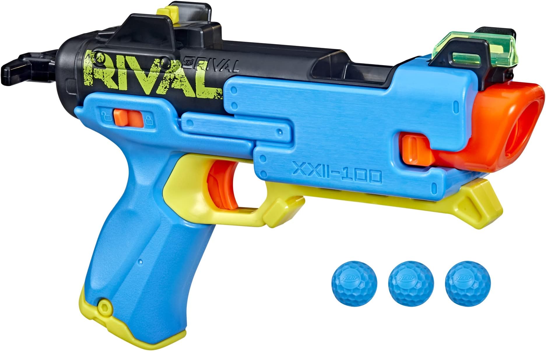 Rival Fate XXII-100 Blaster, Most Accurate Rival System, Adjustable Rear Sight, Breech Load, Includes 3 Rival Accu-Rounds - Multicolor