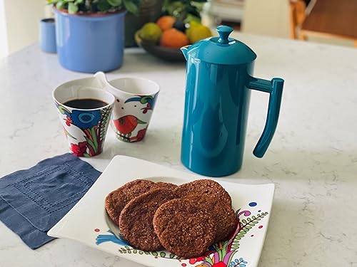 Miniatura 4 de Frieling Cafetera de prensa francesa de acero inoxidable de doble pared, color azul laguna, 34 onzas líquidas