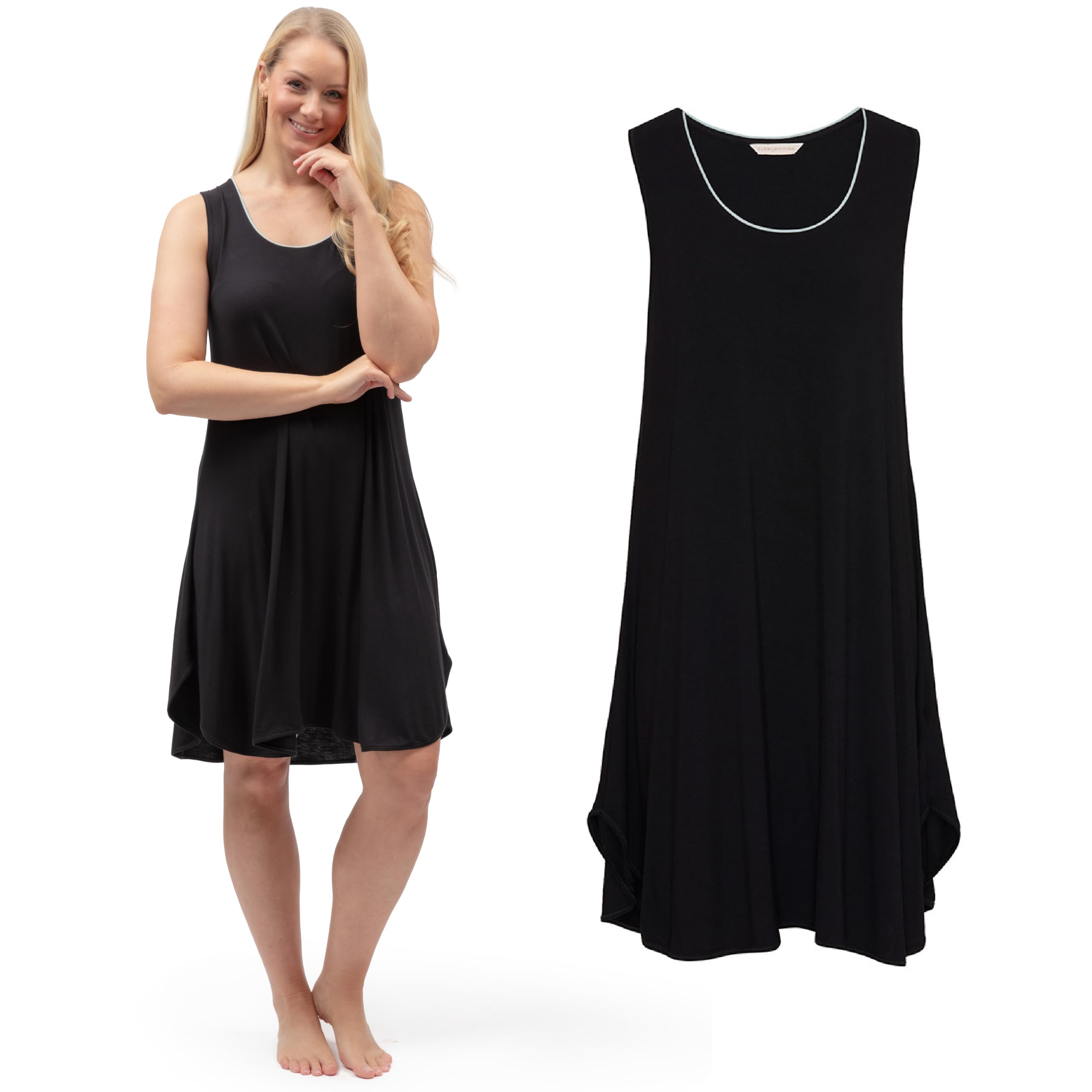Cyberjammies Women's Grace Black Grace Black Jersey Swing Nightdress | Soft Modal Nightdress, Breathable Nightwear & Sleepwear