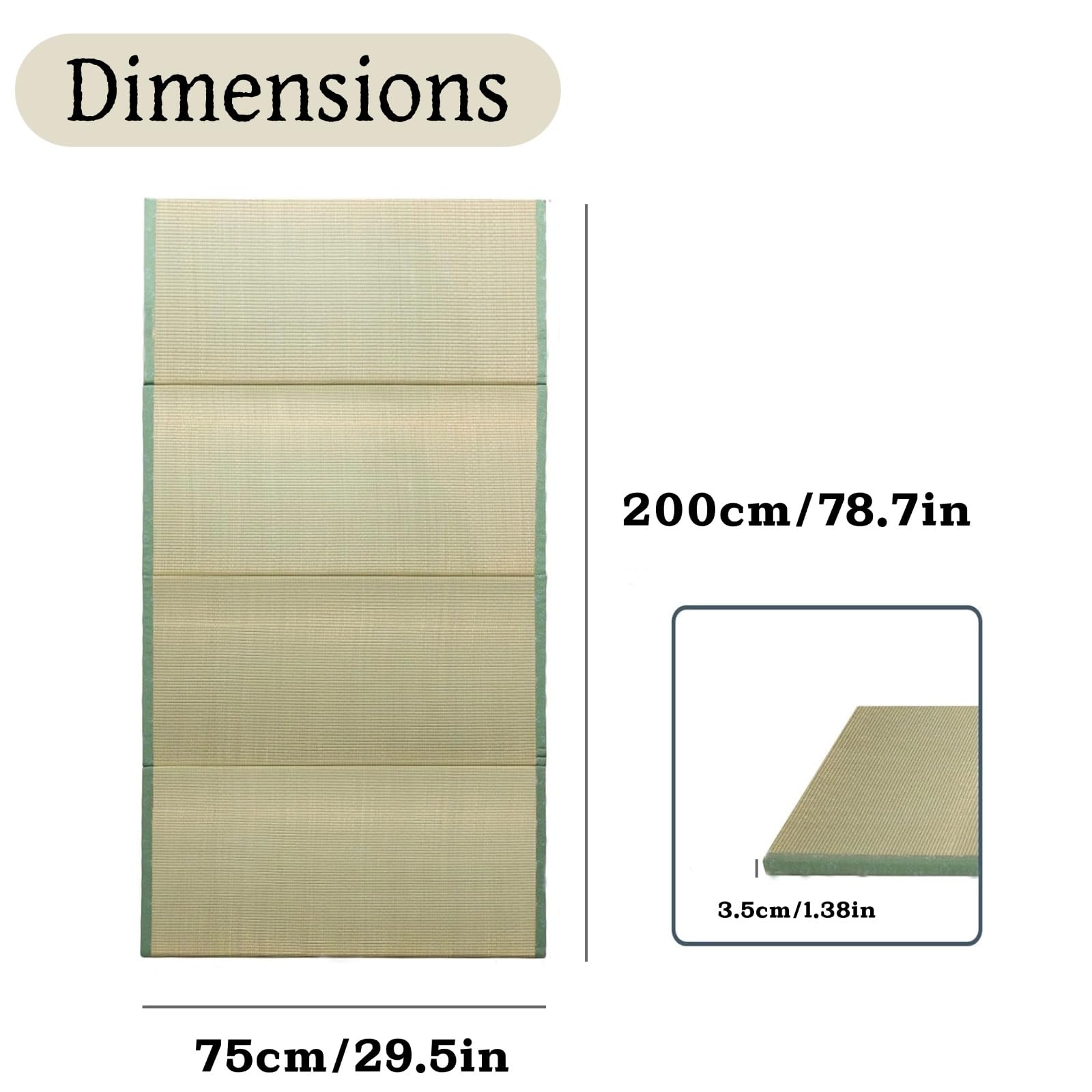 Japanische Tatami-Matte aus Naturgras, faltbare Schlafunterlage 3,5 cm, 75x200 cm für Meditation, Schlaf und Yoga