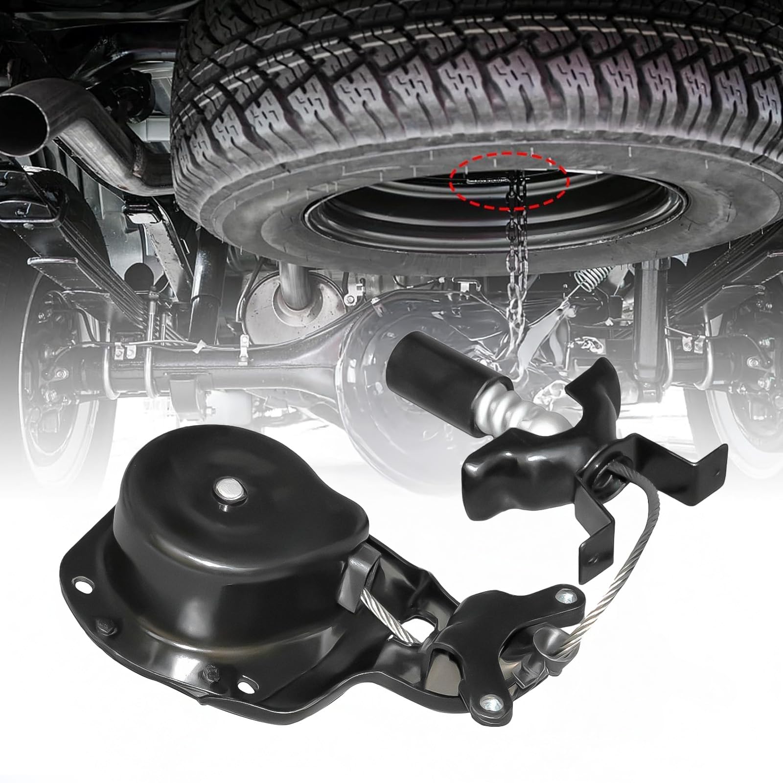 Kit de rueda de repuesto y cabrestante Rueda de repuesto Cabrestante Kit de rueda de repuesto y cabrestante Rueda de repuesto Cabrestante Compatible con Discovery 3 4 2004-2013 Sport 2005