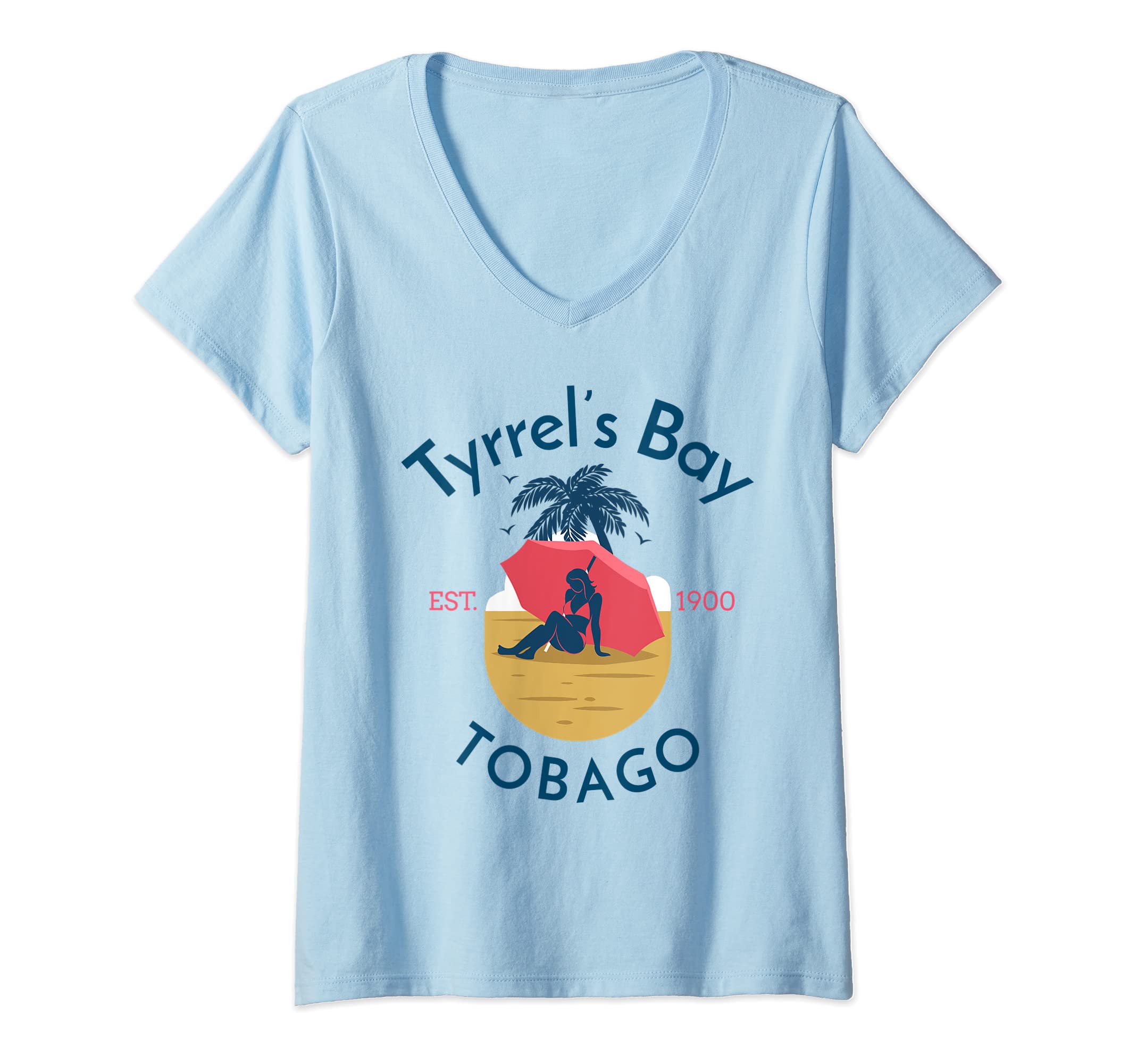 Womens Tyrrel’s Bay Beach Tobago V-Neck T-Shirt