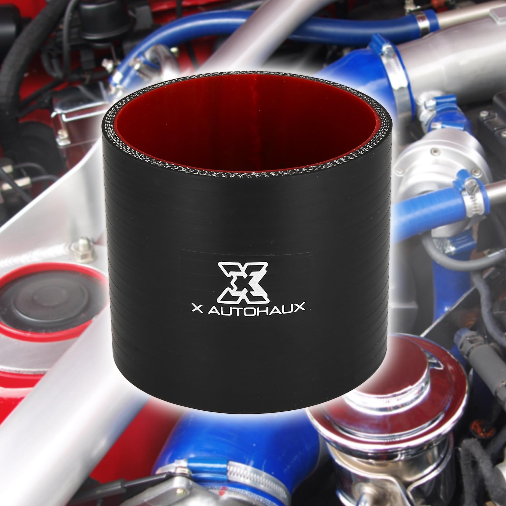 Tubo In Silicone Per Intercooler X AUTOHAUX 80mm – Raccordo Dritto Nero/Rosso, Resistente Al Calore - 2