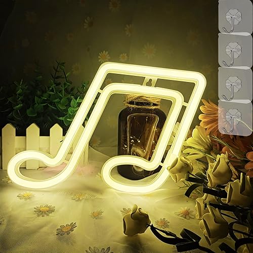 Miniatura 4 de Letreros de neón LED de nota musical, para decoración de pared, luces de neón con forma de nota musical, luz nocturna decorativa para regalo de