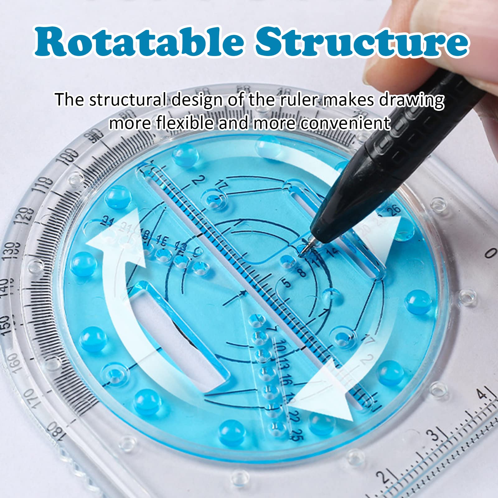 Multifunctional Drawing Ruler – Rotating Geometric Circle Template Tool For Students & Artists - View #9