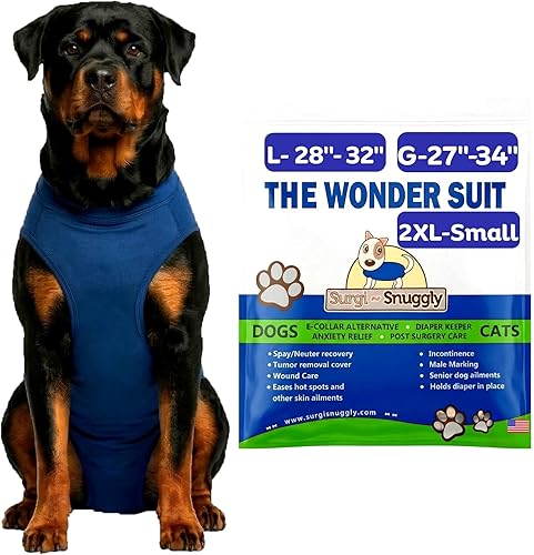 SurgiSnuggly Traje de Recuperación Quirúrgica Inventado por Veterinarios para Perros Hembra o Macho, Esterilización, Castración, Mameluco, El Traje