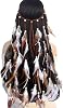 GWAWG 1 Pc Boho Feather Headband, Extra Long Version Indian Hair Accessories, Feather Headpiece in Coffee and White, for Beach Masquerade Carnival Festival, for Girl Women