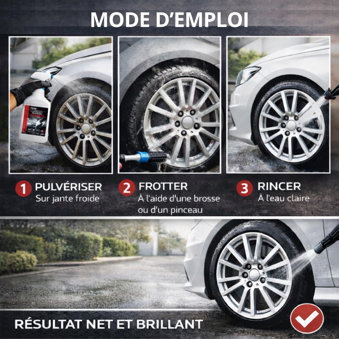 Tech'N'Fast Nettoyant Jantes Voiture, Puissant Contre poussière de Freins et saletés, Formule sans Acide, Compatible Jantes Aluminium, Acier et chromées - 5L