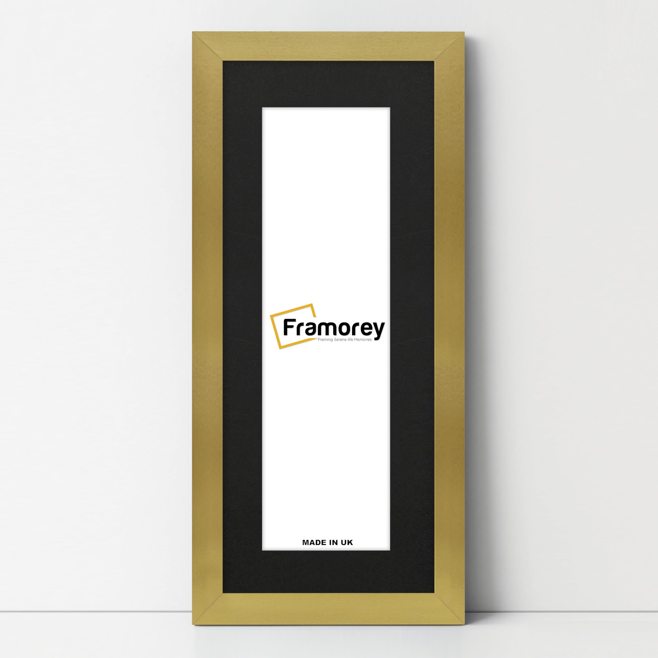 FRAMOREY Panoramic Style, Oxford Flat Wooden Effect Picture Frames, 21x13" Size Gold Photo Frames With 17x9" Size Black Mount, Handmade Frames