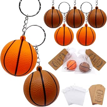 Llaveros de baloncesto, 72 piezas, regalos de fiesta de baloncesto, bolsas de regalo, decoración Llaveros de baloncesto, 72 piezas, regalos de fiesta de baloncesto, bolsas de regalo, decoración