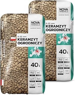 Blähton für Pflanze 8–20 mm 80 L – Tongranulat für Pflanzen & Drainage – Natürliches Keramsit Drainagematerial für Garten, Hydroponik, Mulchen & Bodenverbesserung (2x40L Sack)