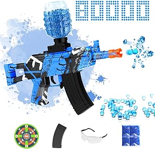 Electric Gel Ball Blaster Toys Splatter Ball Blaster with 80000+ Water Beads, Eco-Friendly Automatic Outdoor Games Toys for Activities Team, Boys and Girls Adult Gifts Ages 12+（Light Blue）