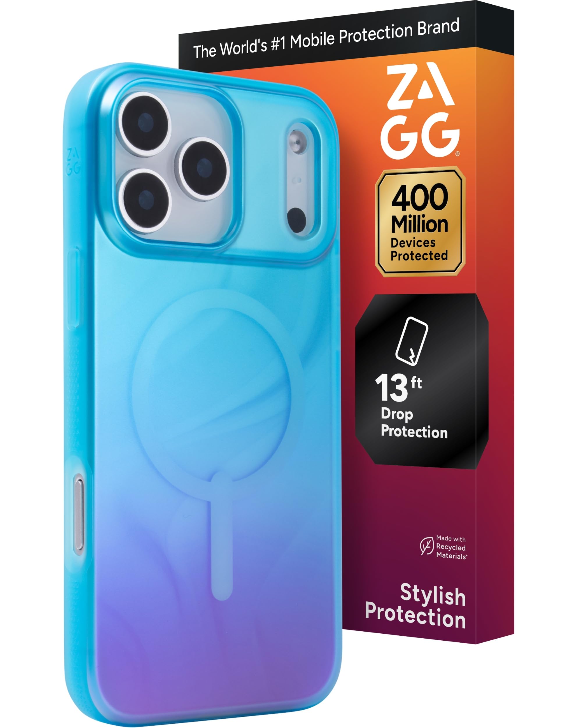 ZAGG Milan Snap Case for iPhone 17 Pro Max - Deep Aurora, Graphene Strengthened Phone Cas…