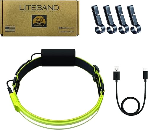 Miniatura 6 de Liteband PRO Serie 1000 - Linterna frontal personal ajustable de haz ancho, iluminación de 210, funciona con pilas, se adapta a cascos y cascos